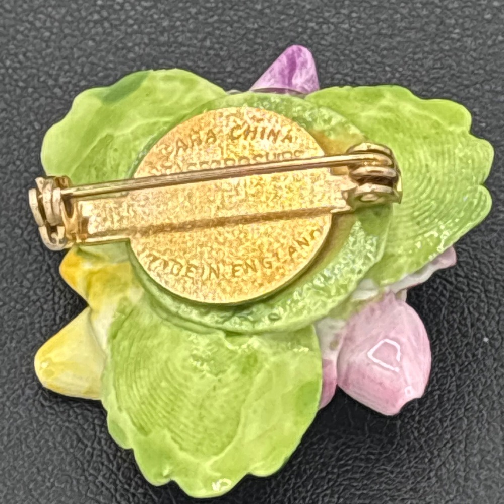 Cara China Brooch Women OS Multicolor Staffordshire Porcelain Floral Pansy Pin - Picture 4 of 9